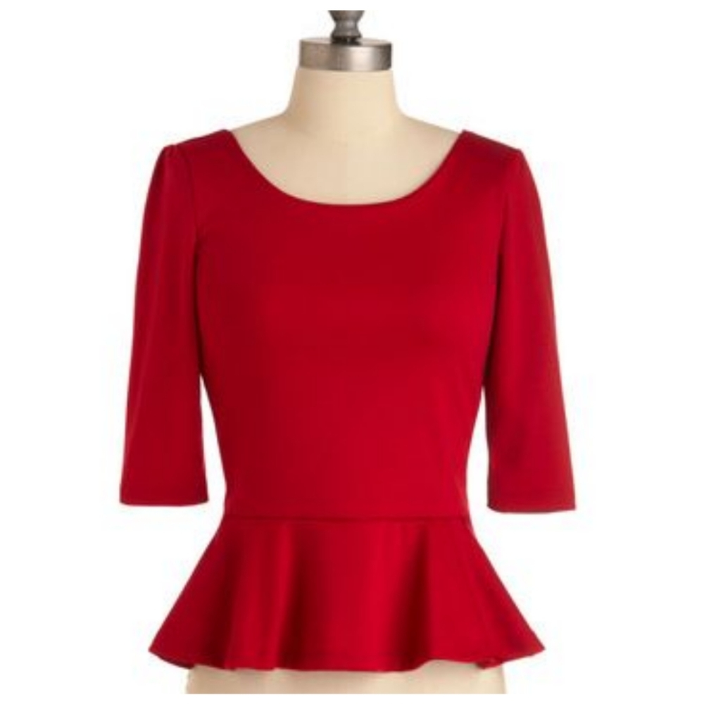 ModCloth "I Can Seed Clearly" Peplum Top